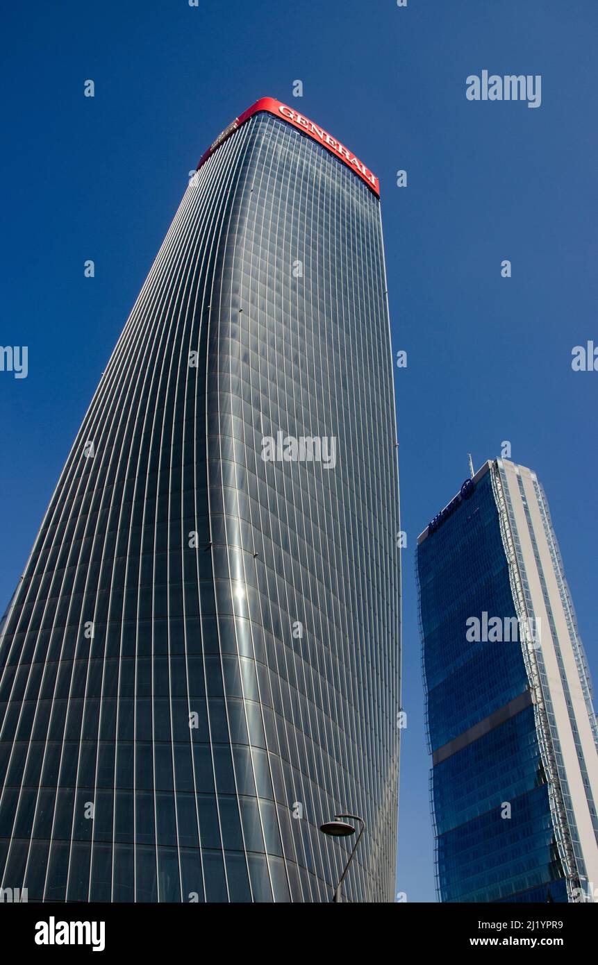 Generali Tower, Lo Storto, The Twisted One ist ein Wolkenkratzer von Mailand, Italien. 23. Januar 2018. Architektin Zaha Hadid. Stockfoto