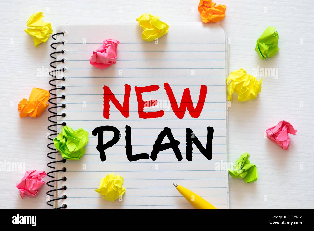 Neue Denkweise neue Plan Worte Brief, motivierende Selbstentwicklung Geschäft Stockfoto