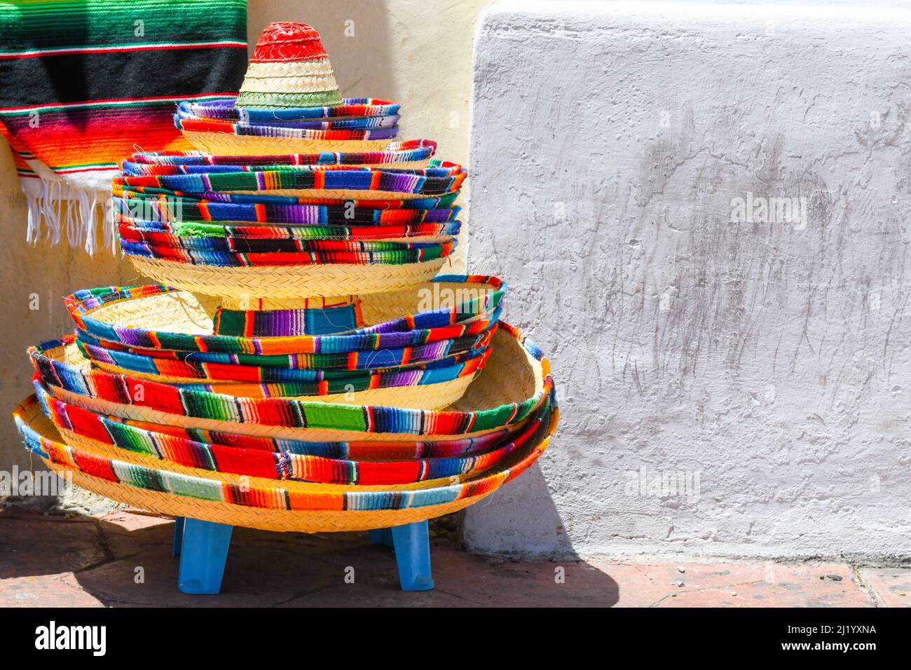 Sombrero Hüte auf dem Display , Valladolid , Mexiko Stockfoto