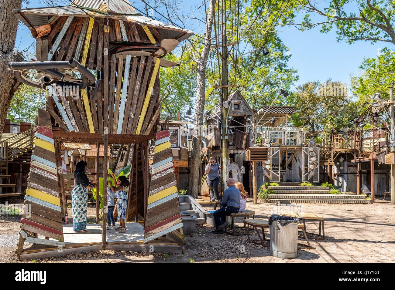 The Music Box Village interaktive Kunst- und Musikaufführungs-Website im Bywater-Viertel von New Orleans, Louisiana, USA. Stockfoto