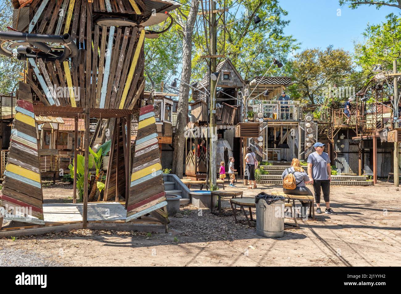 The Music Box Village interaktive Kunst- und Musikaufführungs-Website im Bywater-Viertel von New Orleans, Louisiana, USA. Stockfoto