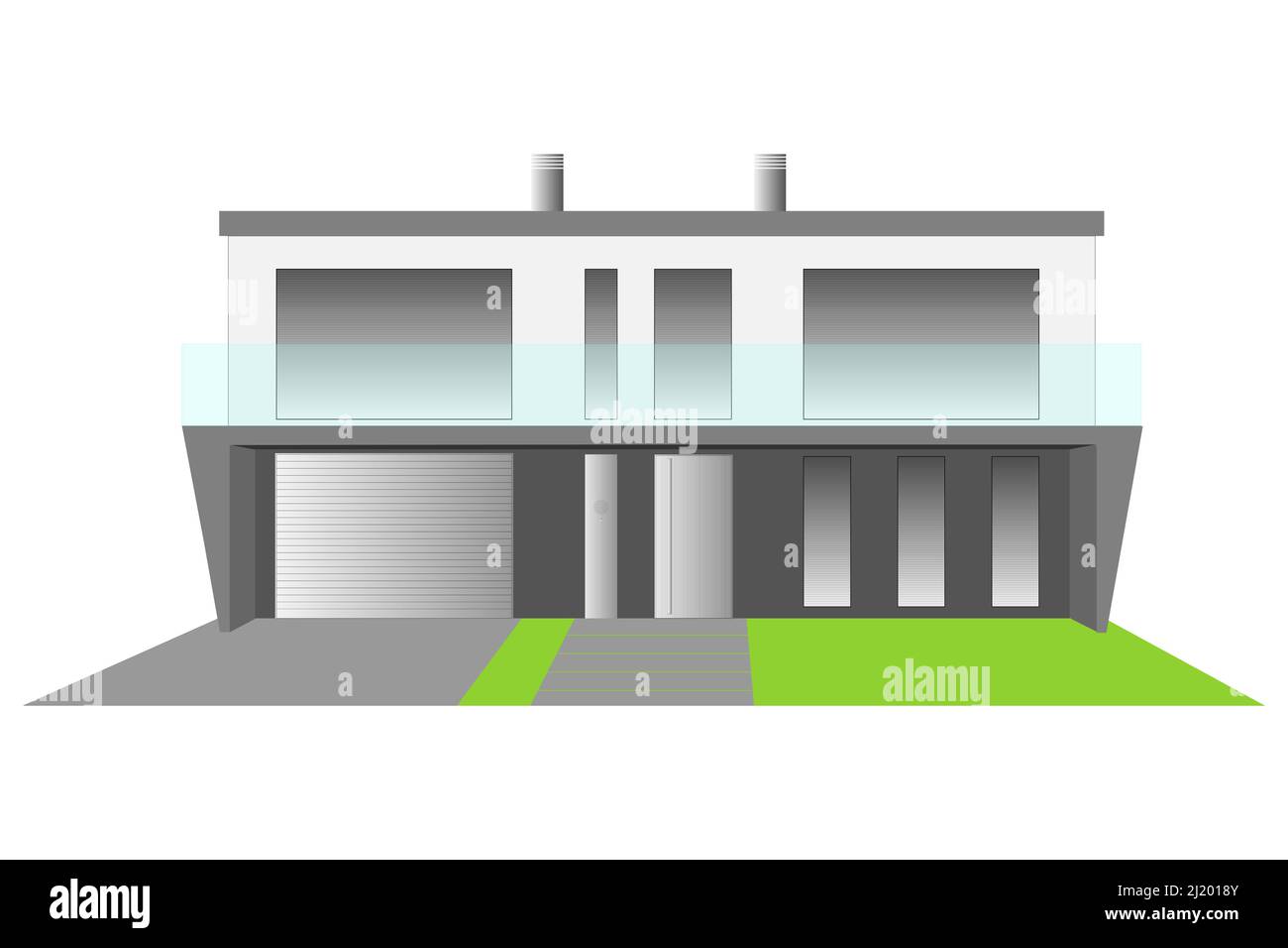 Vorderansicht eines modernen exklusiven Hauses. Flaches Design Vektorgrafik Stock Vektor