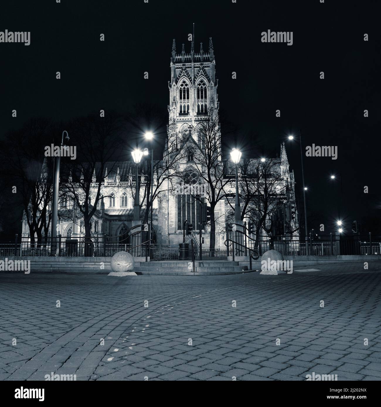 St. George Kirche in Doncaster - Nachtsicht Stockfoto