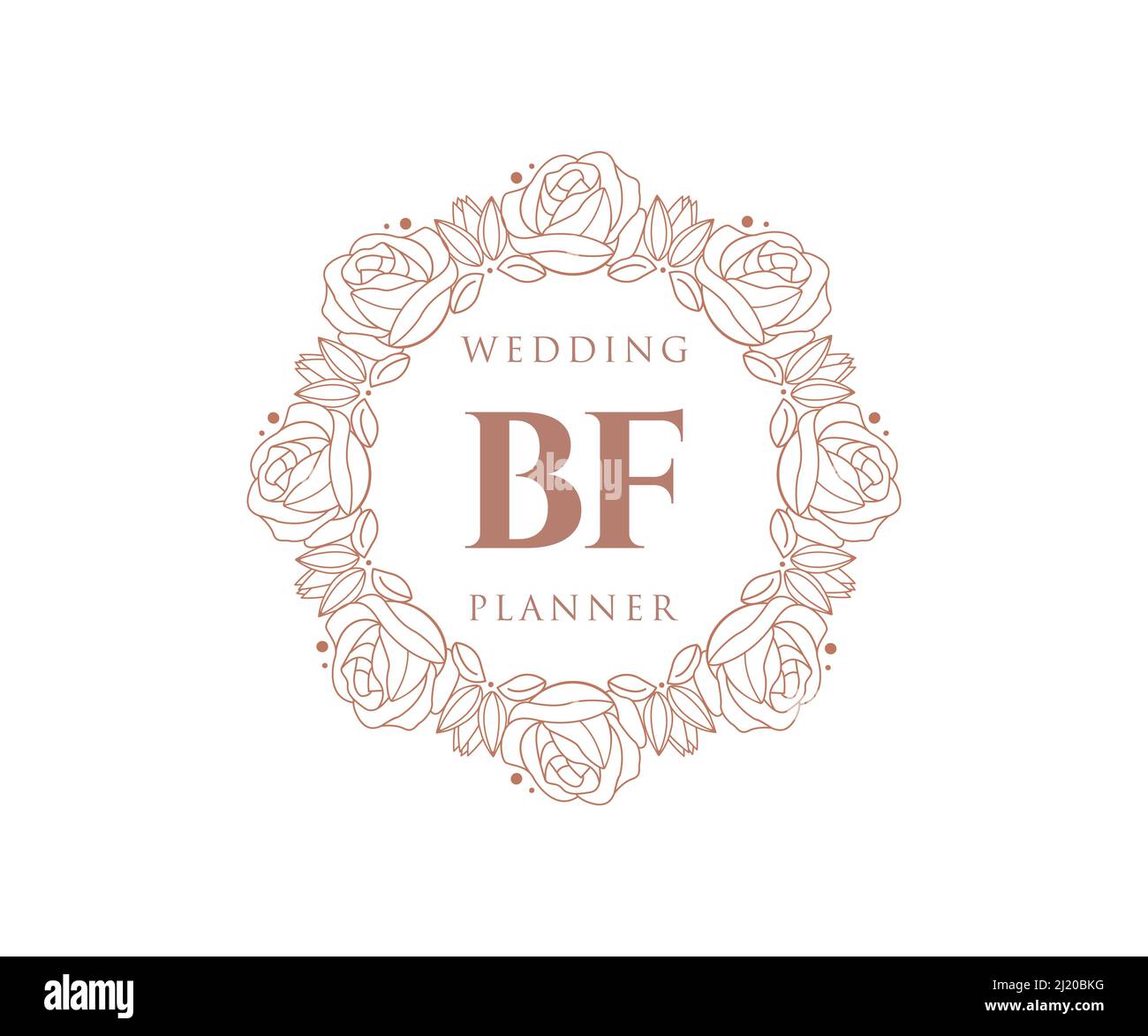 BF Initials Letter Hochzeitslogos Kollektion, handgezeichnete moderne minimalistische und florale Vorlagen für Einladungskarten, Save the Date, elegant Stock Vektor