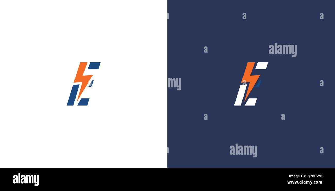 Einzigartiges und modernes E-Logo mit Anfangsspannung Stock Vektor