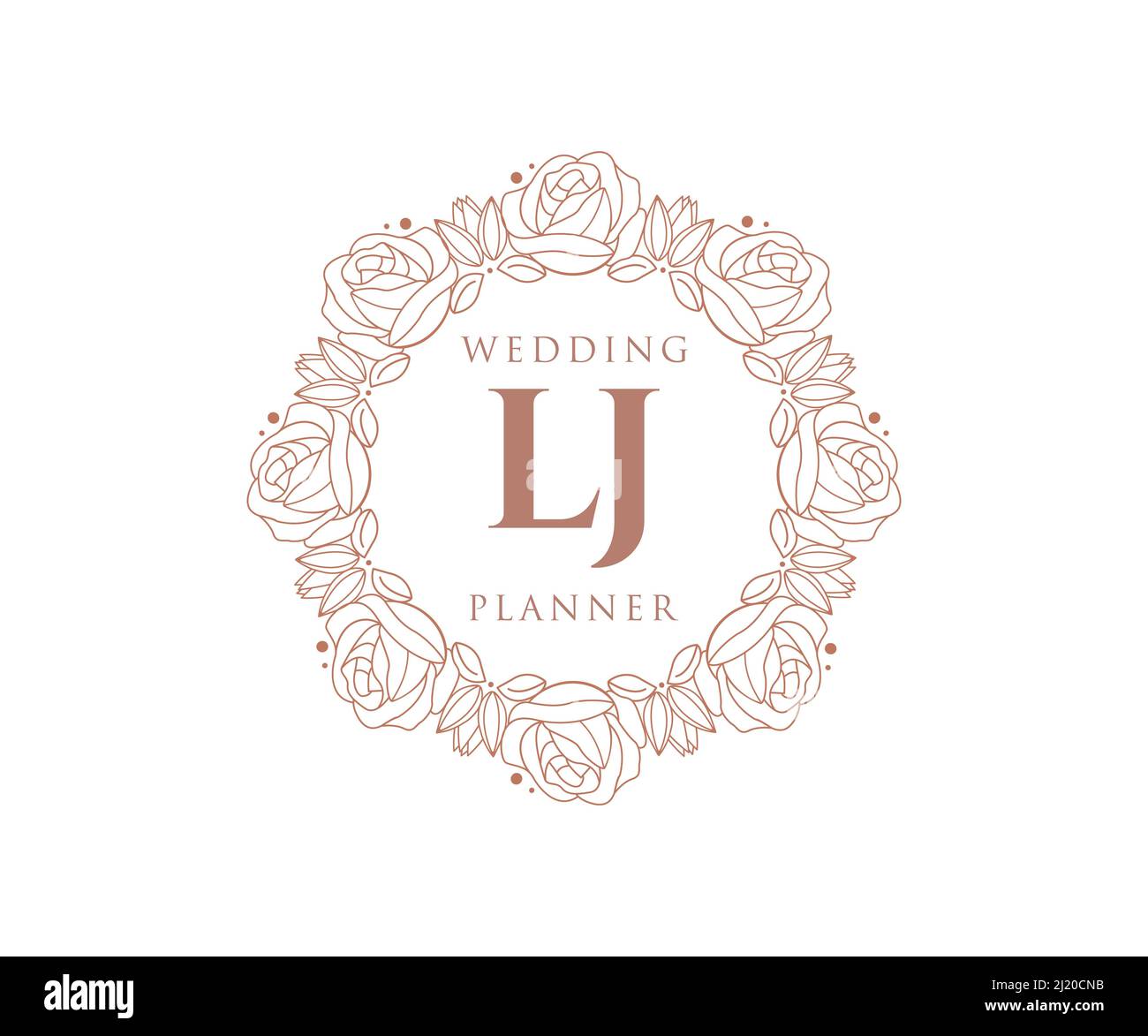 LJ Initials Letter Hochzeit Monogram Logos Kollektion, handgezeichnete moderne minimalistische und florale Vorlagen für Einladungskarten, Save the Date, elegant Stock Vektor