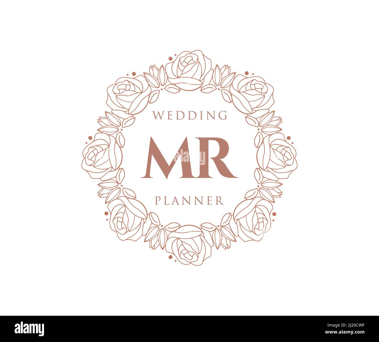 MR Initials Letter Hochzeit Monogram Logos Kollektion, handgezeichnete moderne minimalistische und florale Vorlagen für Einladungskarten, Save the Date, elegant Stock Vektor