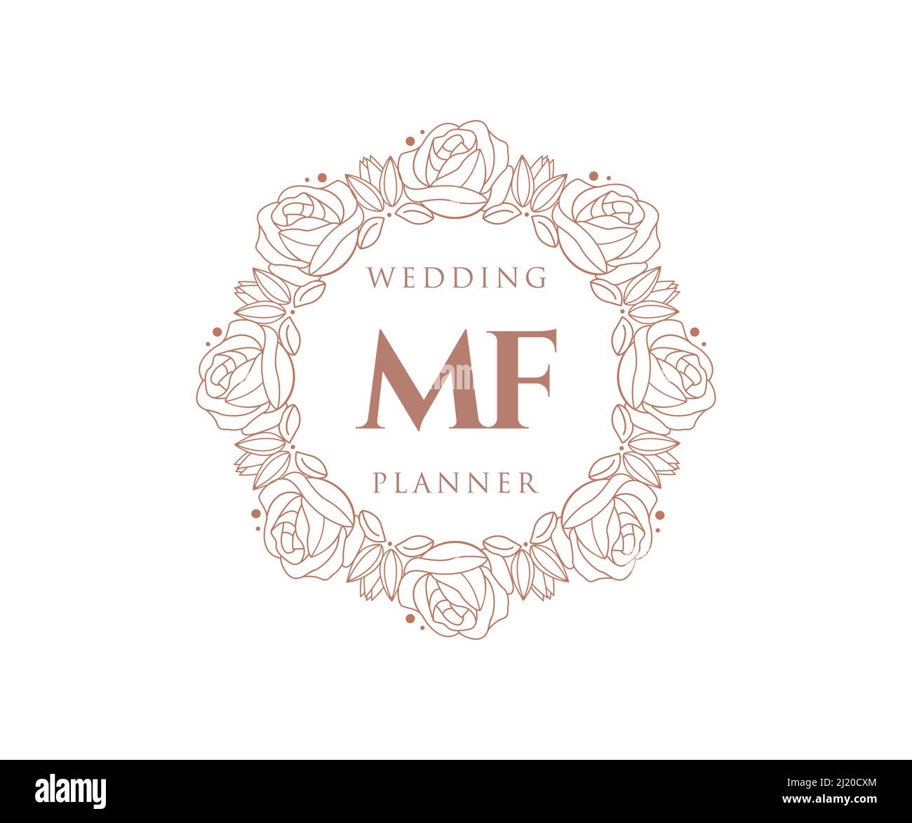 MF Initials Letter Hochzeit Monogram Logos Kollektion, handgezeichnete moderne minimalistische und florale Vorlagen für Einladungskarten, Save the Date, elegant Stock Vektor