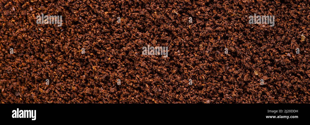 Kaffee mahlen Textur Hintergrund, Banner. Kaffeepulver abstrakten Hintergrund Stockfoto