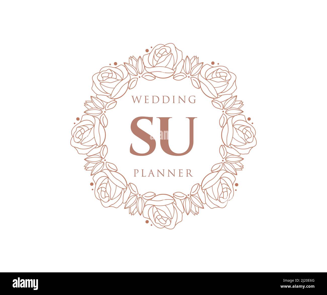SU Initials Letter Hochzeit Monogram Logos Kollektion, handgezeichnete moderne minimalistische und florale Vorlagen für Einladungskarten, Save the Date, elegant Stock Vektor
