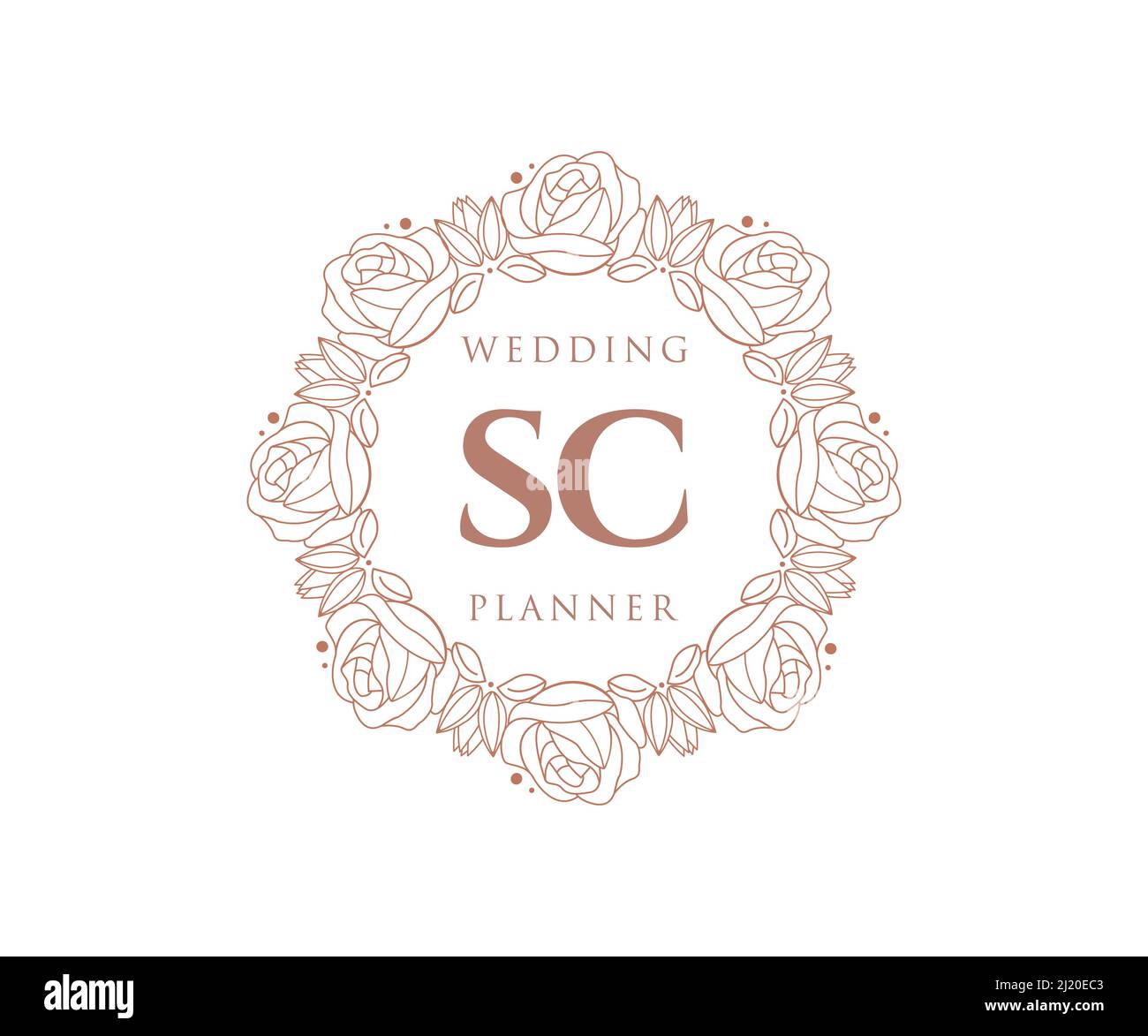SC Initials Letter Hochzeit Monogram Logos Kollektion, handgezeichnete moderne minimalistische und florale Vorlagen für Einladungskarten, Save the Date, elegant Stock Vektor