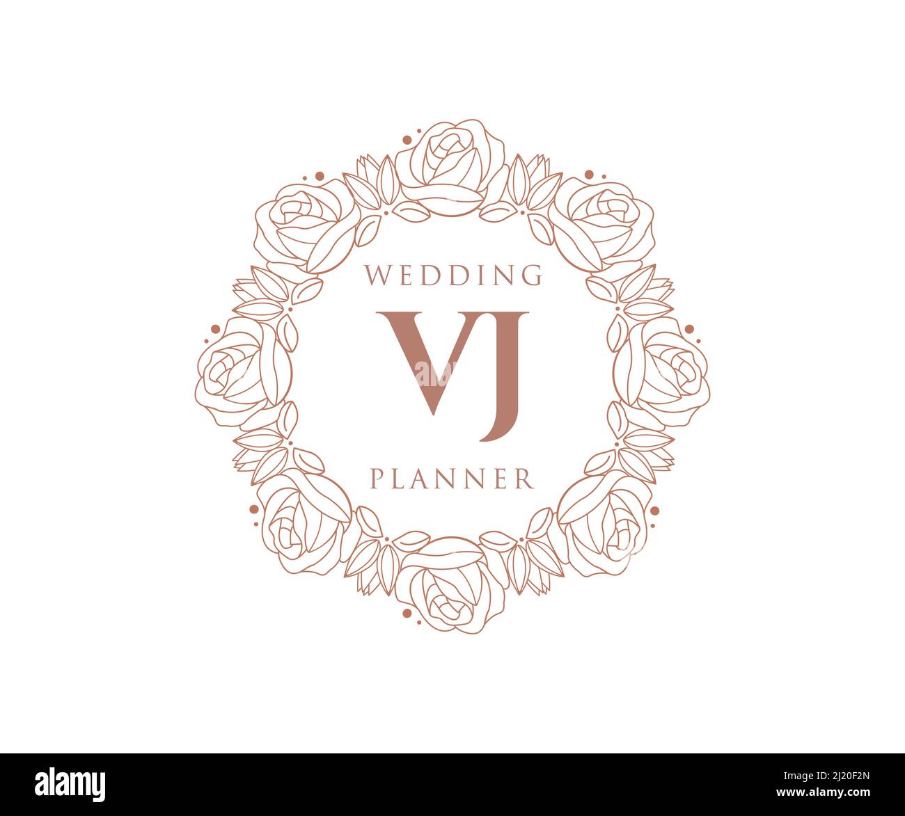 VJ Initials Letter Hochzeit Monogram Logos Kollektion, handgezeichnete moderne minimalistische und florale Vorlagen für Einladungskarten, Save the Date, elegant Stock Vektor