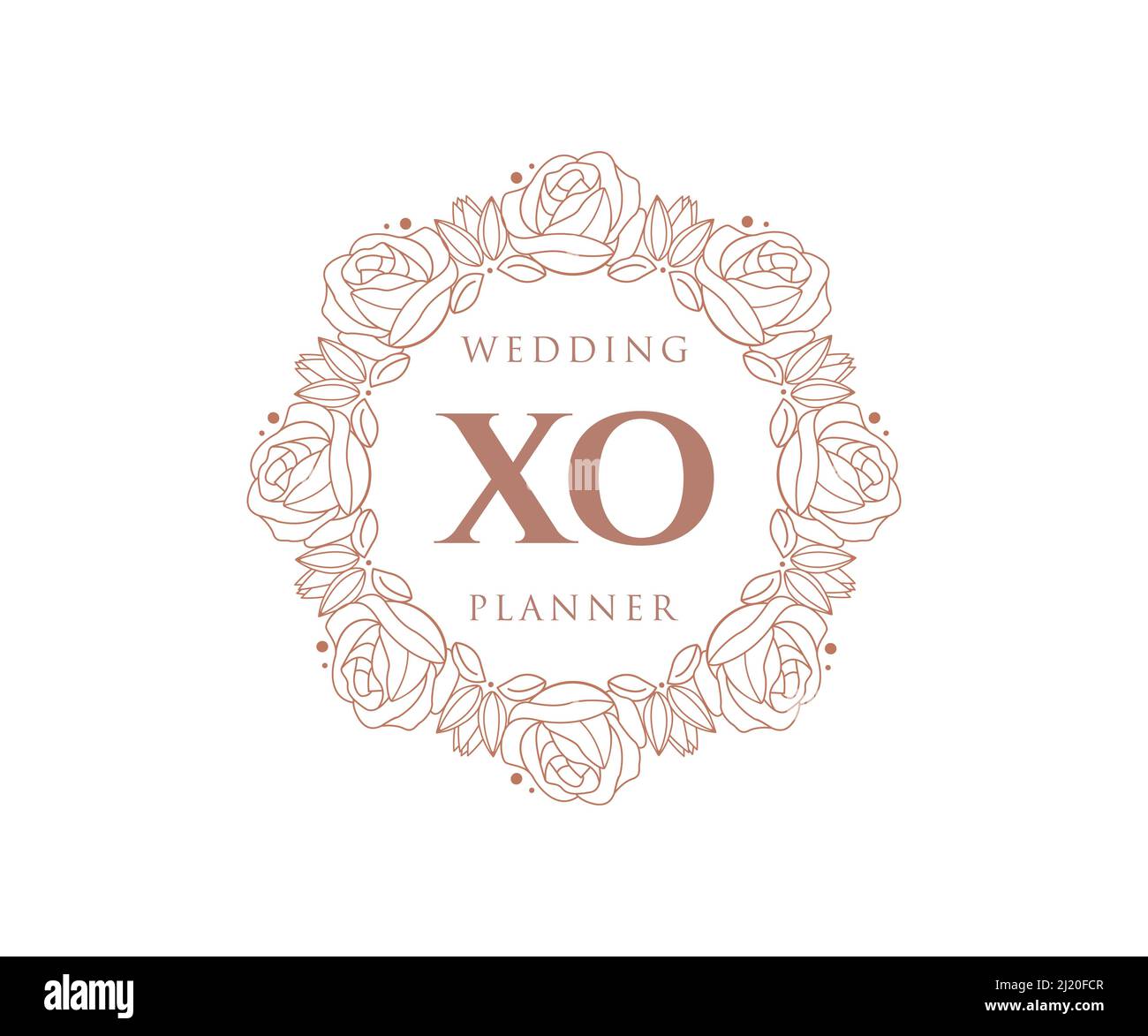XO Initials Letter Hochzeit Monogram Logos Kollektion, handgezeichnete moderne minimalistische und florale Vorlagen für Einladungskarten, Save the Date, elegant Stock Vektor
