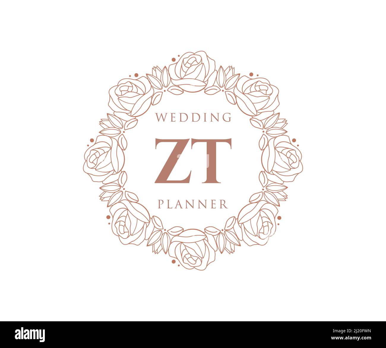 ZT Initials Letter Hochzeit Monogram Logos Kollektion, handgezeichnete moderne minimalistische und florale Vorlagen für Einladungskarten, Save the Date, elegant Stock Vektor