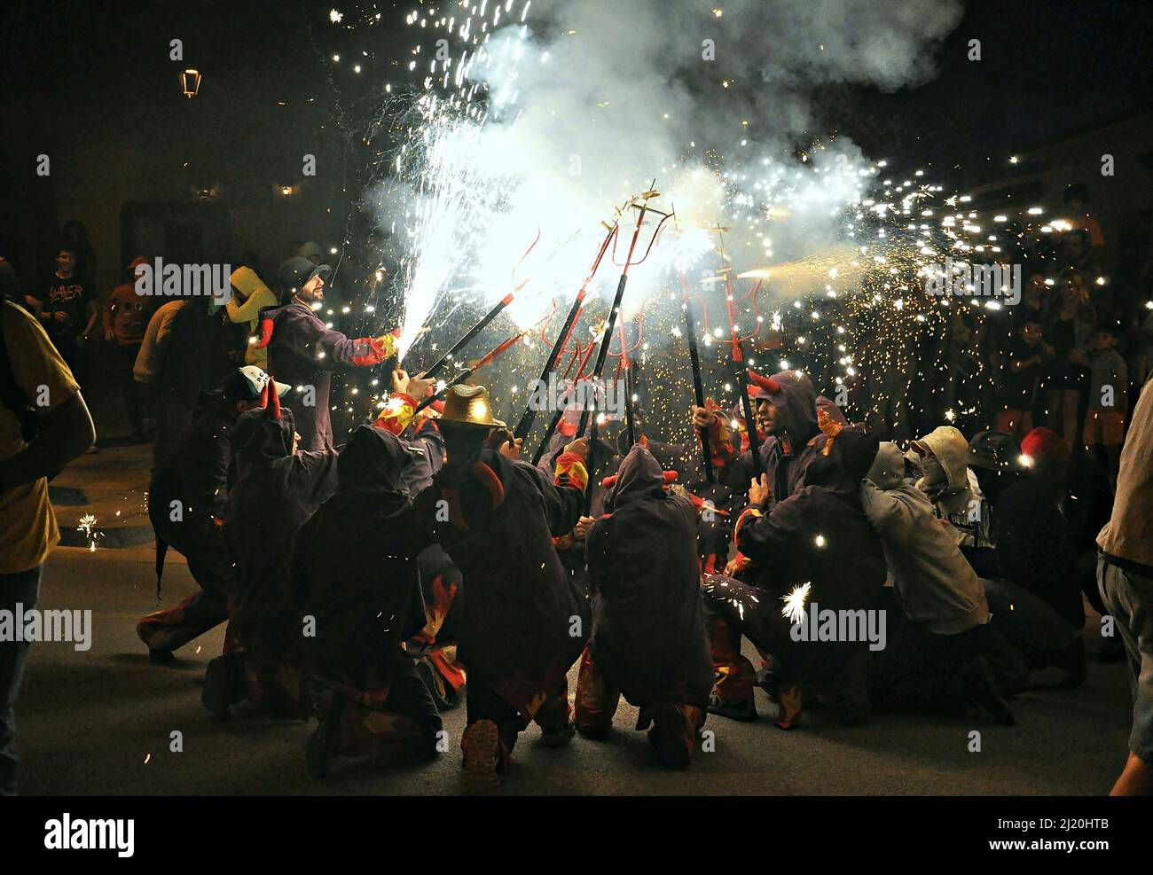 Backfire des Festivals von Vallgorguina in der Region Valles Oriental Provinz Barcelona, Katalonien, Spanien Stockfoto