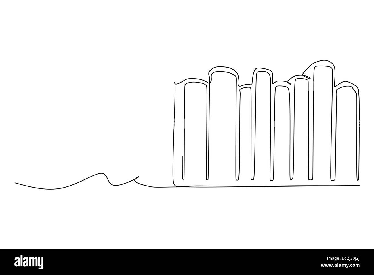 Die ununterbrochene Strichzeichnung des Stapels der Bücher. Vektor-Illustration für Bildung liefert zurück zu Schule Thema oder Konzept Stock Vektor