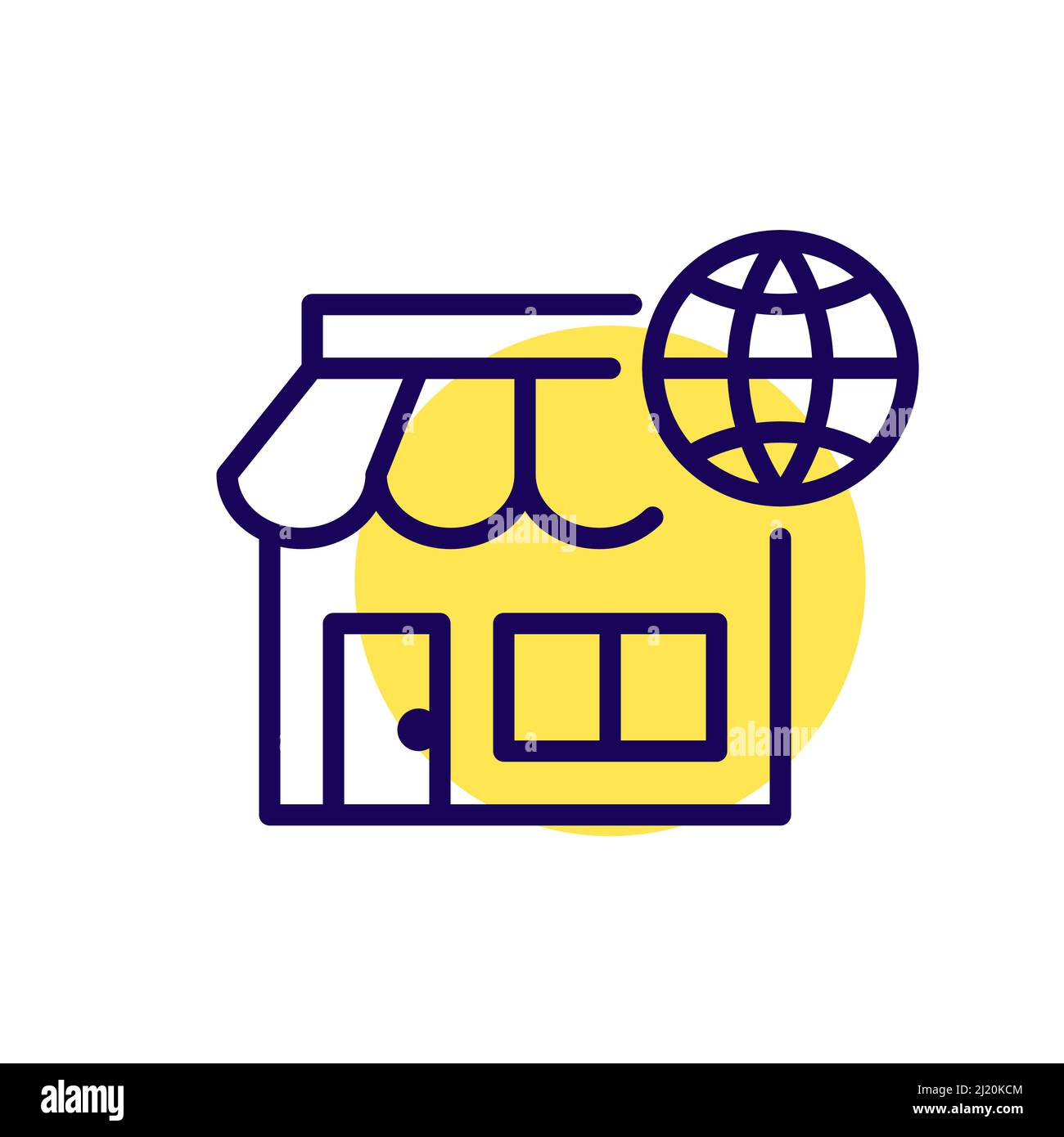 Globales Online-Shopping-Symbol. Pixelgenaue, bearbeitbare Kontur Stock Vektor