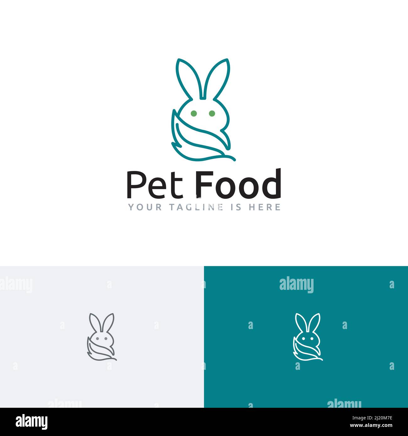 Bio-Tiernahrung Hase Kaninchen Niedliches Tier Monoline Stil Logo Stock Vektor