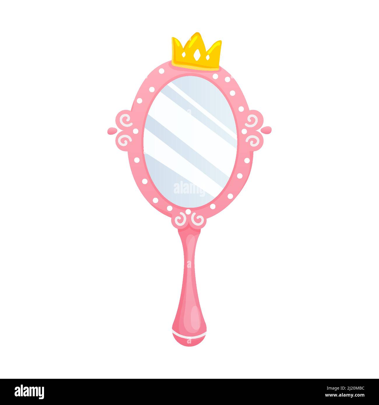 Prinzessin Handspiegel.Ovale rosa Spiegel mit Goldkrone für  Mädchen.Cartoon-Stil Stock-Vektorgrafik - Alamy
