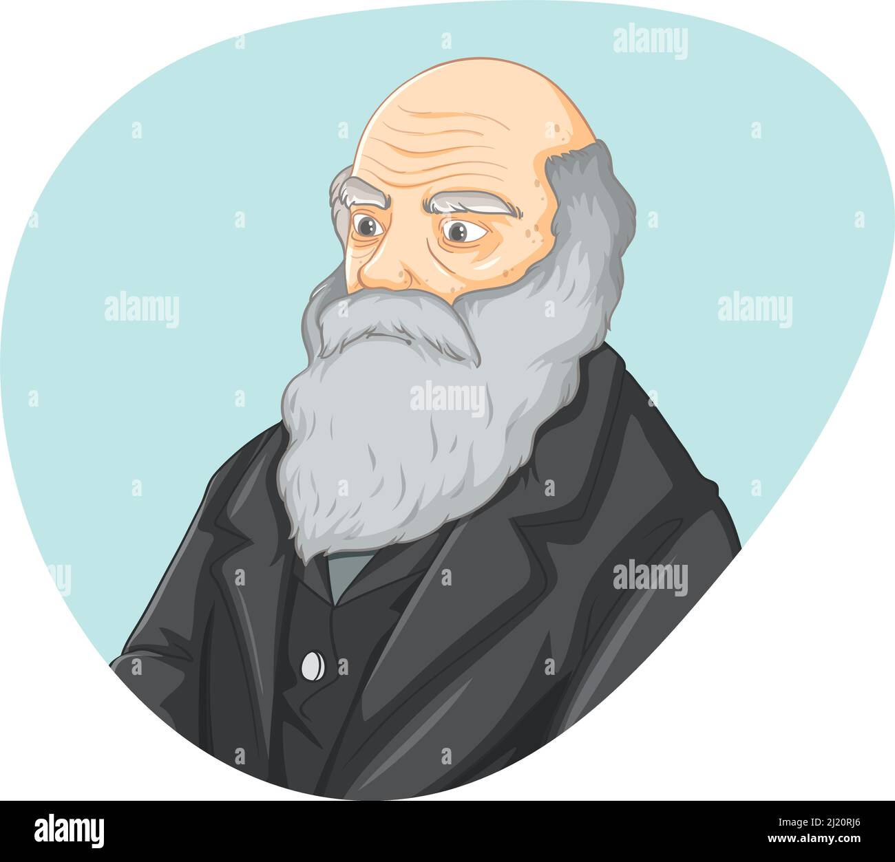 Charles Darwin mit Darstellung der Evolutionswissenschaft Stock Vektor