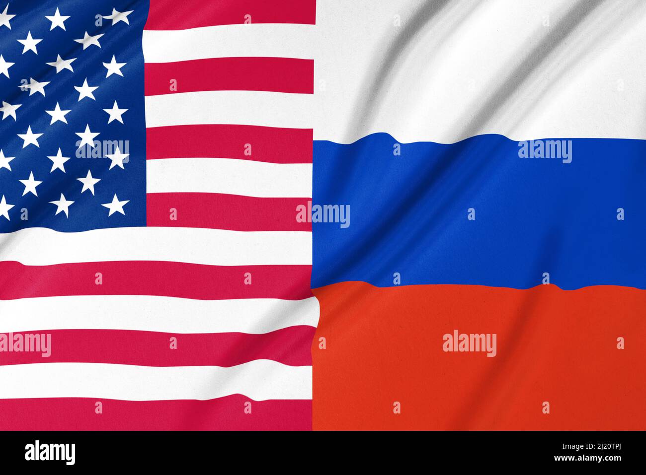 USA und Russland Flaggen zusammen Konzept Stockfoto
