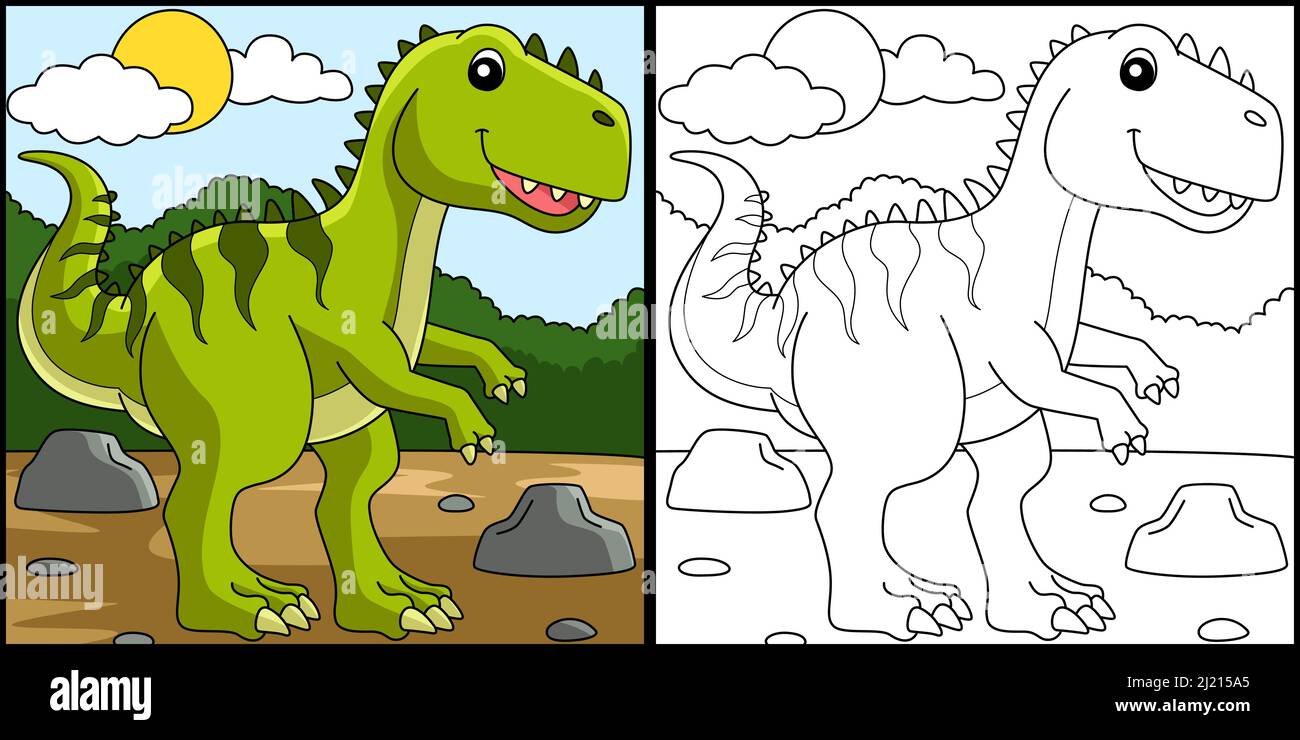 Giganotosaurus Dinosaur Coloring Page Illustration Stock Vektor
