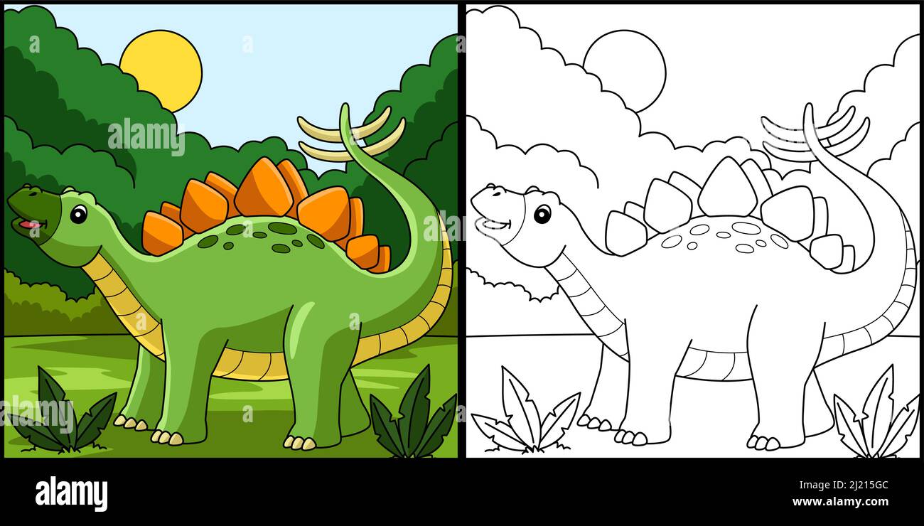 Stegosaurus Dinosaur Coloring Page Illustration Stock Vektor