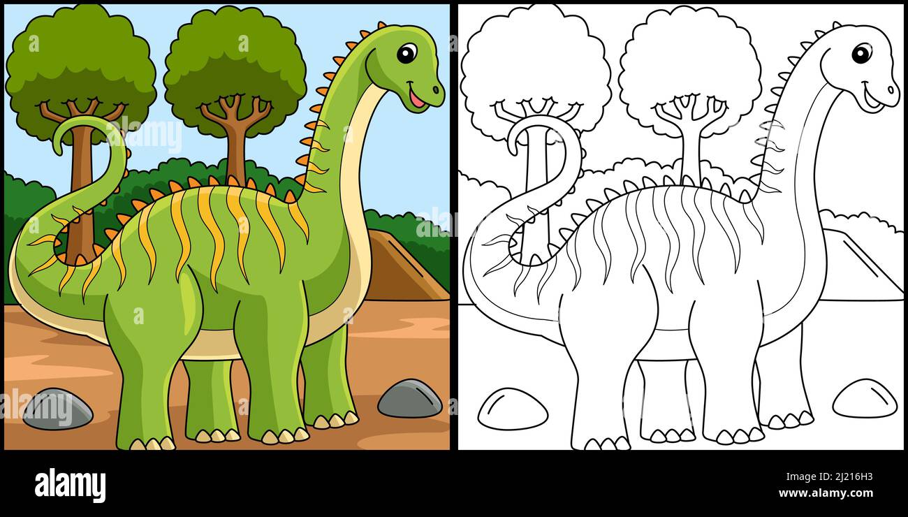 Diplodocus Dinosaur Coloring Page Illustration Stock Vektor