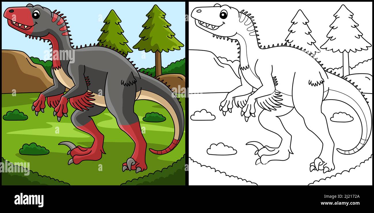 Utatsusaurus Color Pages Utahraptor Dinosaur Coloring Page Illustration Stock-Vektorgrafik - Alamy
