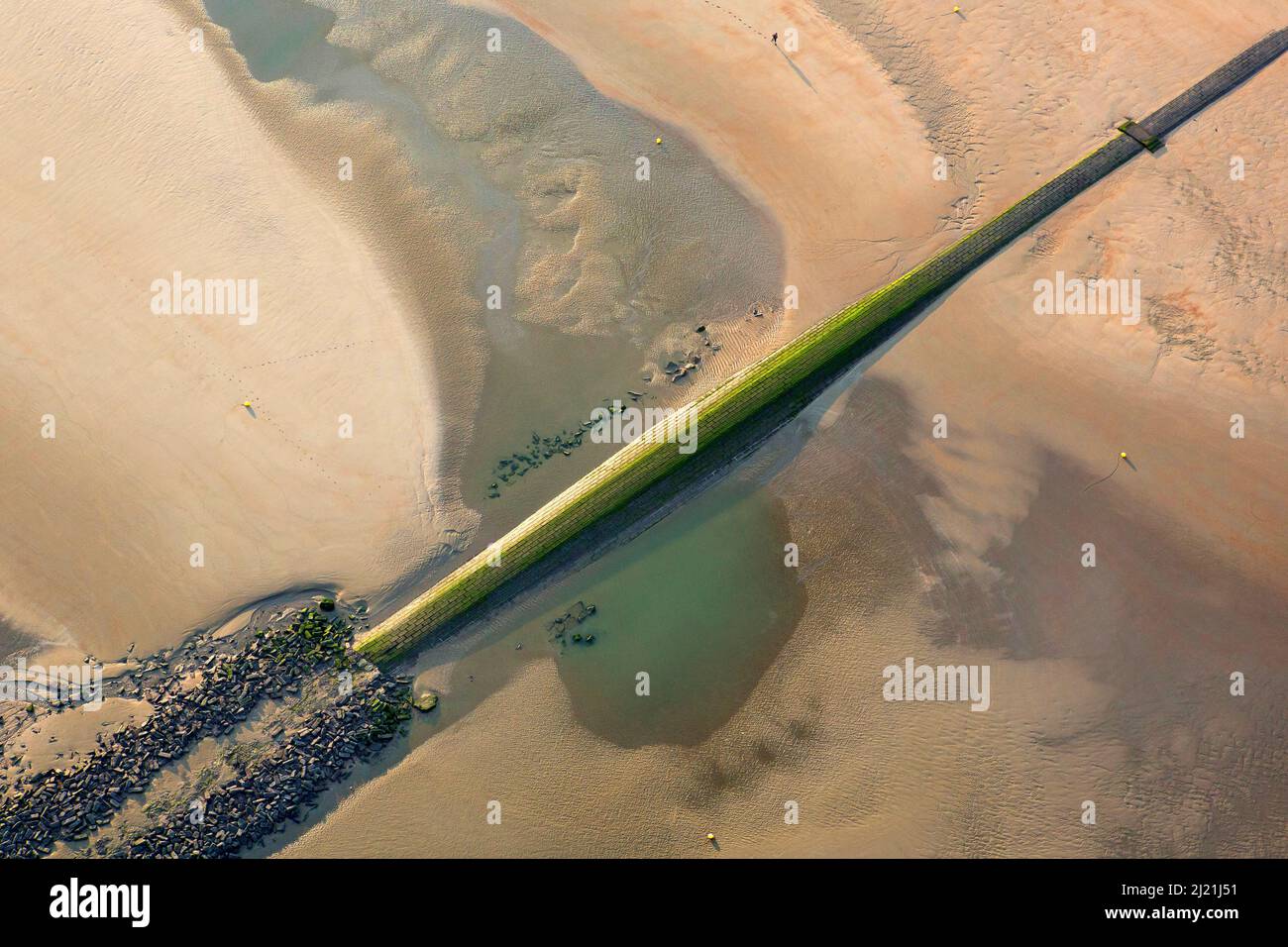 Küstenschutz an der Westküste der Nordsee, Luftaufnahme, Belgien, Flandern Stockfoto
