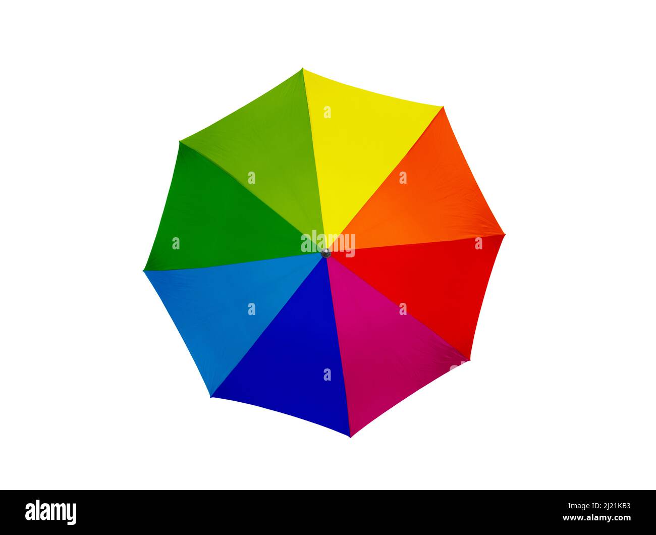 Offener, farbenfroher Regenschirm, isoliert auf Weiß, mit Abschneideweg Stockfoto