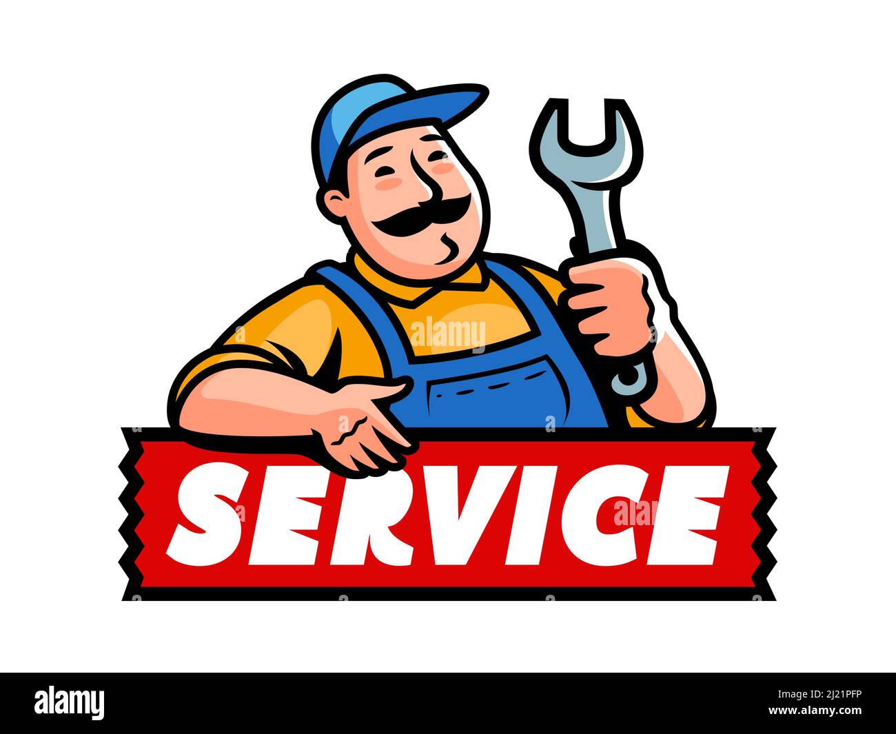 Reparaturwerkstätten mit SchraubenschlüsselLogo. Emblem für Service