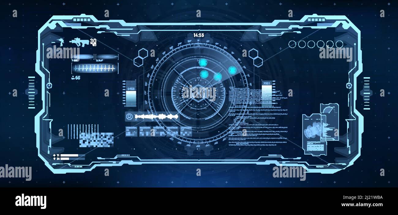 Cockpithelm Sci-Fi HUD für VR-Design Stock Vektor