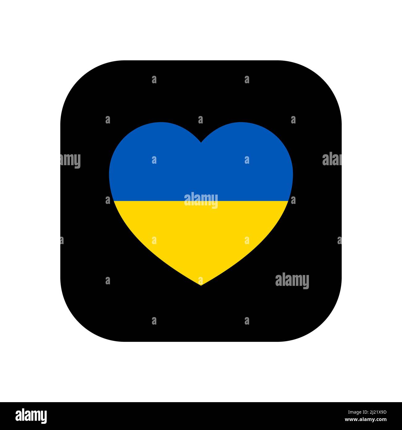 Symbol für die Verwendung in Anwendungen verschiedener Gadgets. Das Symbol der Nationalflagge der Ukraine in Herzform. Flacher, minimalistischer Style. Stock Vektor
