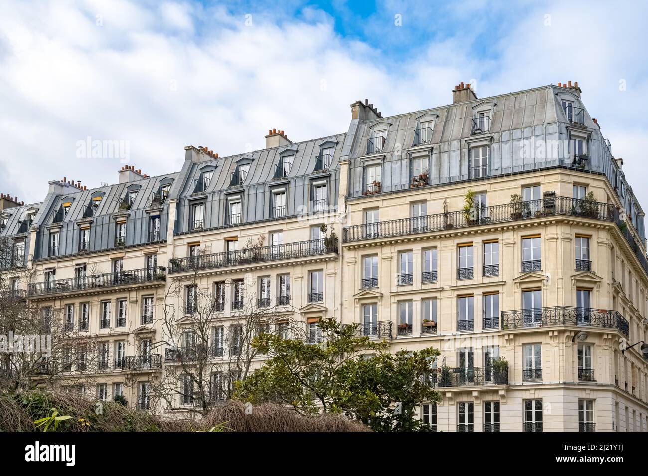 Paris, wunderschöne Gebäude, Boulevard Beaumarchais, im 11e-Viertel Stockfoto