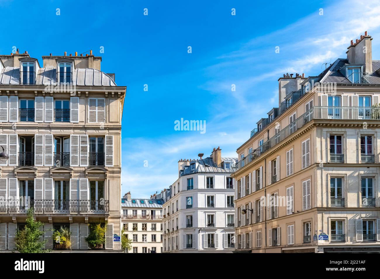 Paris, wunderschöne Gebäude, Boulevard Beaumarchais, im 11e-Viertel Stockfoto