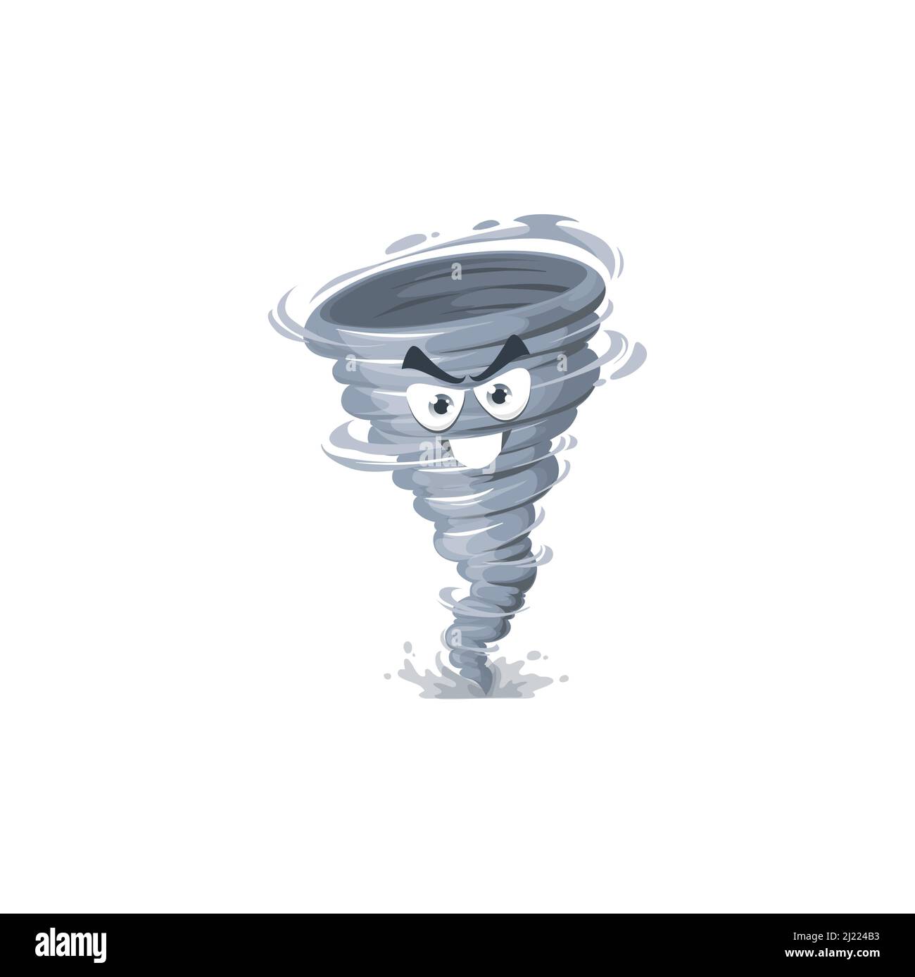 Cartoon Tornado Charakter, Sturm oder Wirbelwind Twister, Zyklon. Vorhersage von schlechtem Wetter, Sturm oder Hurrikan, Meteorologie isoliertes Vektorsymbol. Lustige Tornado-Wirbel oder Wirbel-Persönlichkeit Stock Vektor
