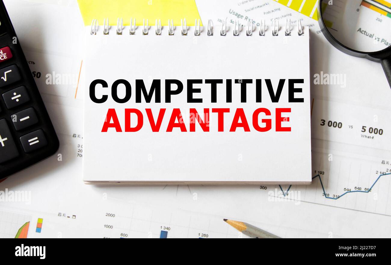 Wettbewerbsvorteile – Text, Geschäfts- und Finanzkonzept Stockfoto