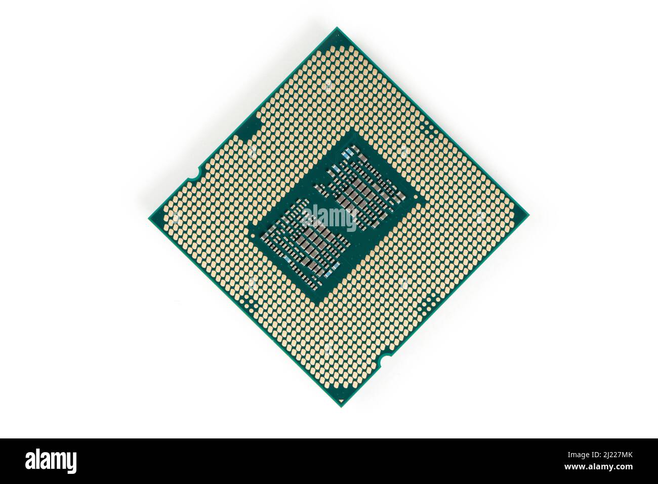 CPU Central Processing Unit oder Microchip Computer auf weißem Hintergrund isoliert. Stockfoto