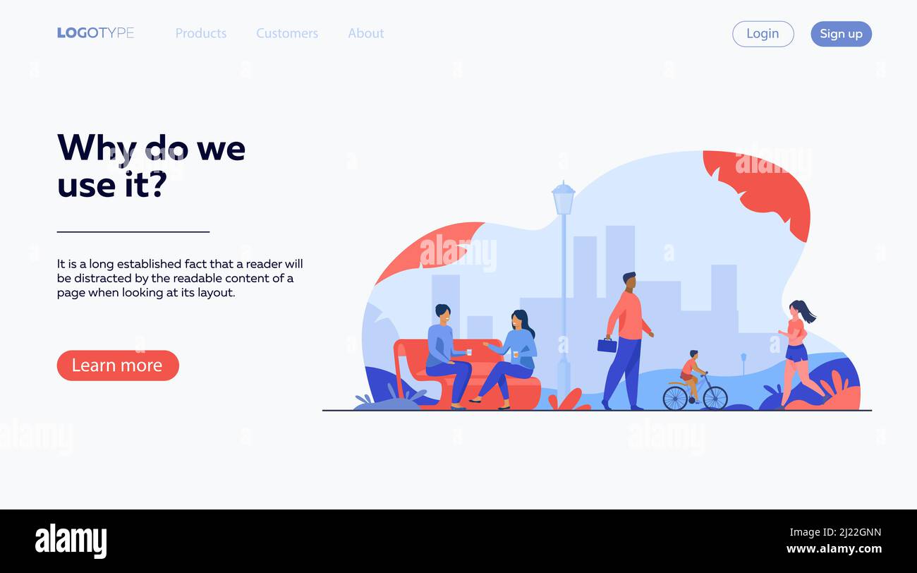 Menschen entspannen im Park im Sommer flache Vektor-Illustration. Frau Joggen und tun Übung. Pärchen plaudert auf der Bank. Charakter zu Fuß im Freien. Per Stock Vektor