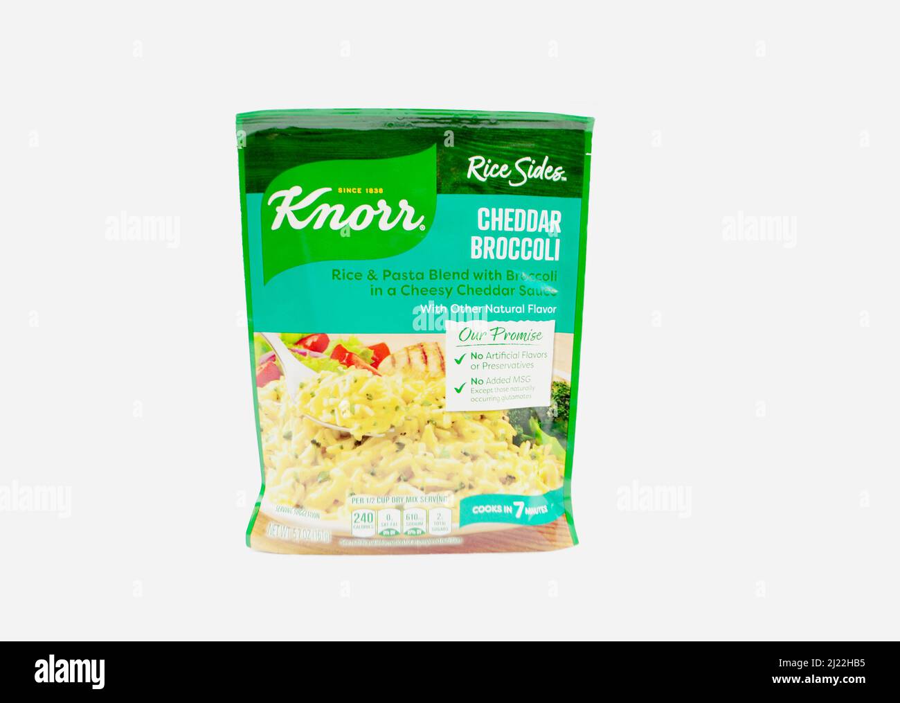Knorr's Ris Sides - Cheddar- und Broccoli-Geschmack Stockfoto