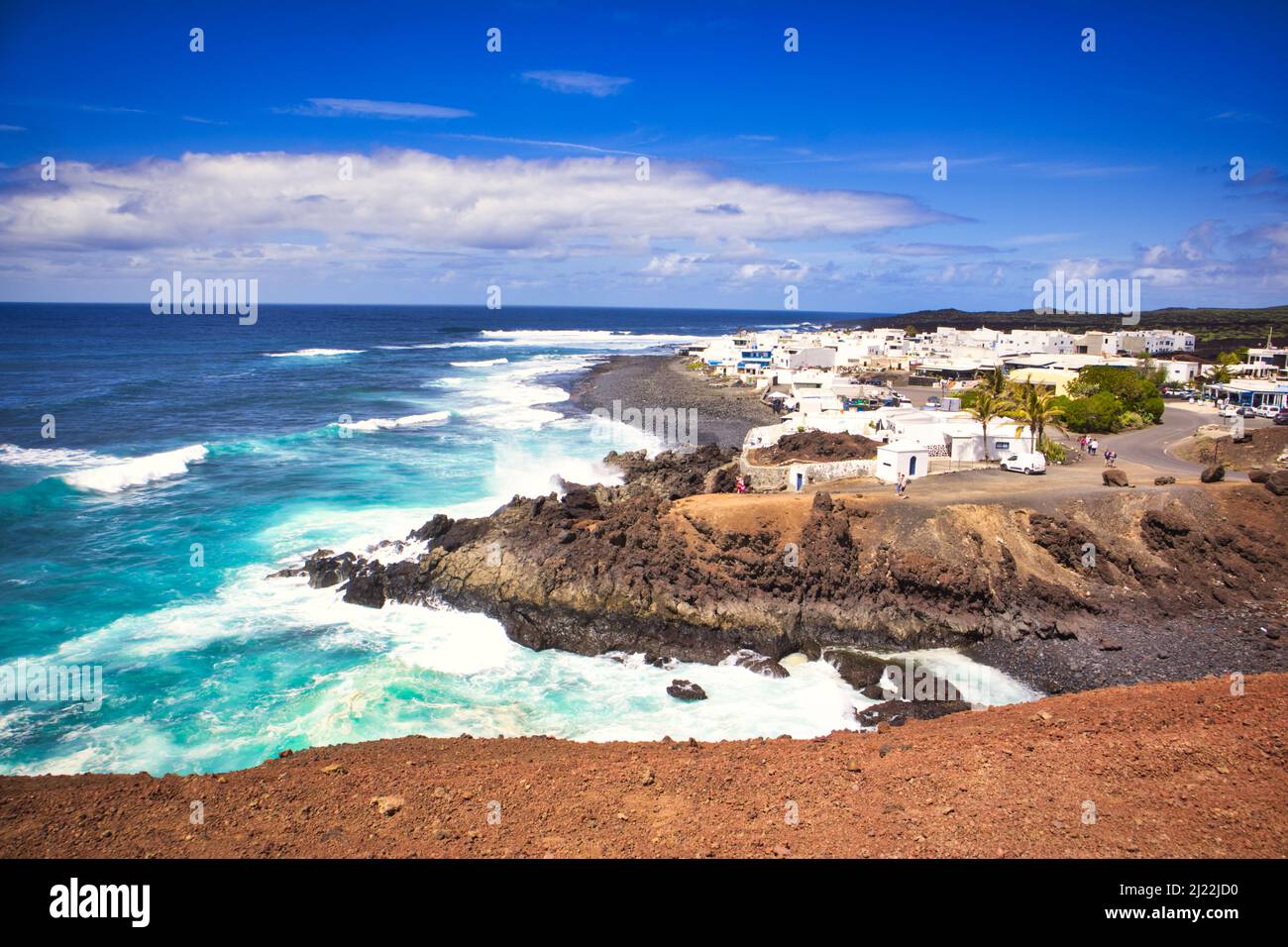 El Golfo ist ein kleines Küstendorf an der Südwestküste von Lanzarote, Stockfoto