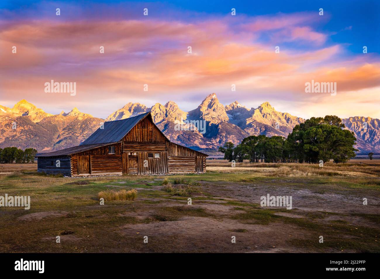 Molton Barn entlang der Mormon Row in der Nähe des Grand Tetons National Park Stockfoto