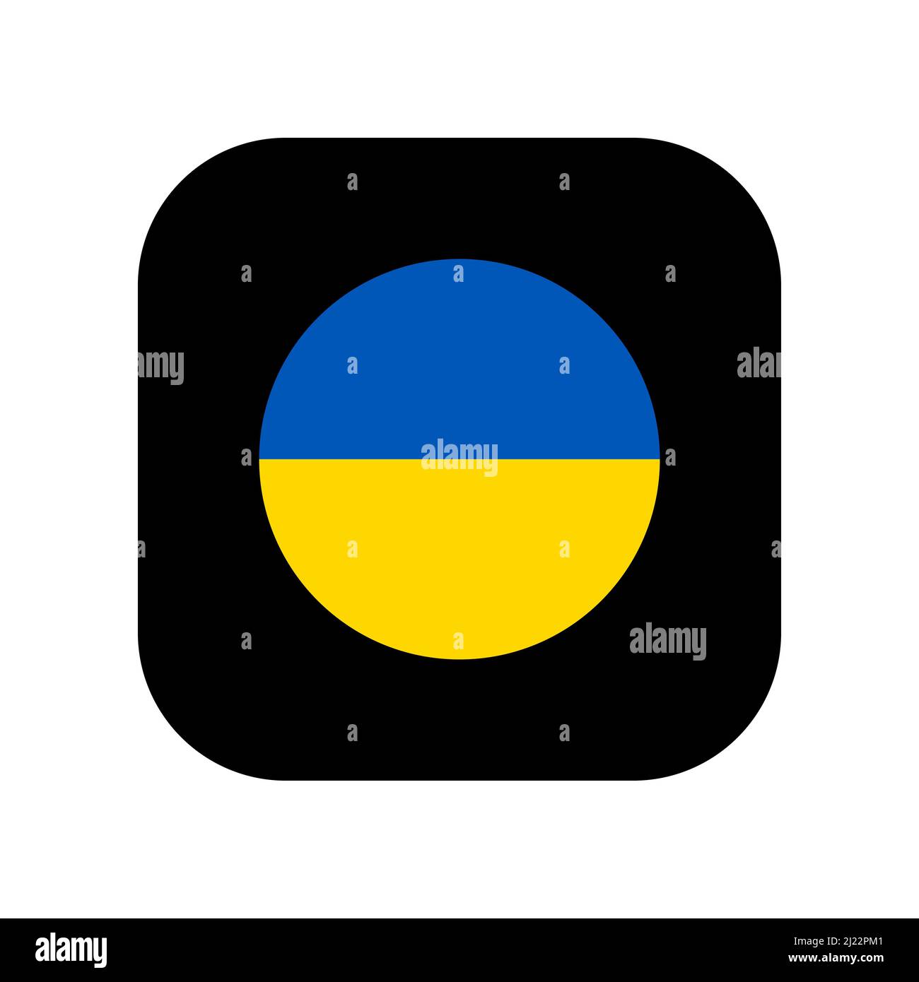 Symbol für die Verwendung in Anwendungen verschiedener Gadgets. Das Symbol der Nationalflagge der Ukraine in Form eines Kreises. Flacher, minimalistischer Stil. Stock Vektor