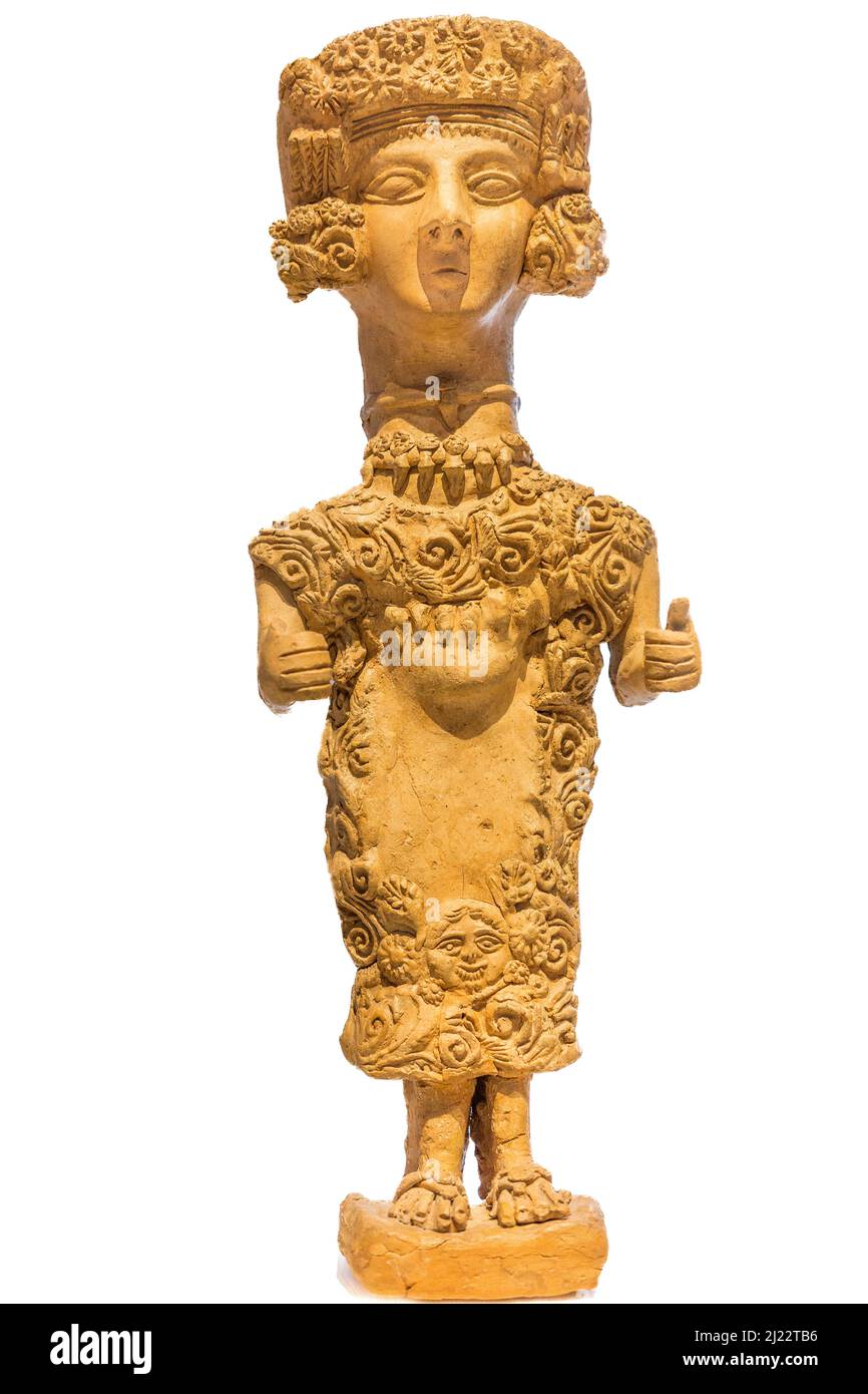 Die Dame von Ibiza, ein 4. - 3. Jahrhundert v. Chr., keramische Figur identifiziert mit Tanit die punische Göttin der Fruchtbarkeit und Wiedergeburt. In den Nationalen Archaeologi Stockfoto