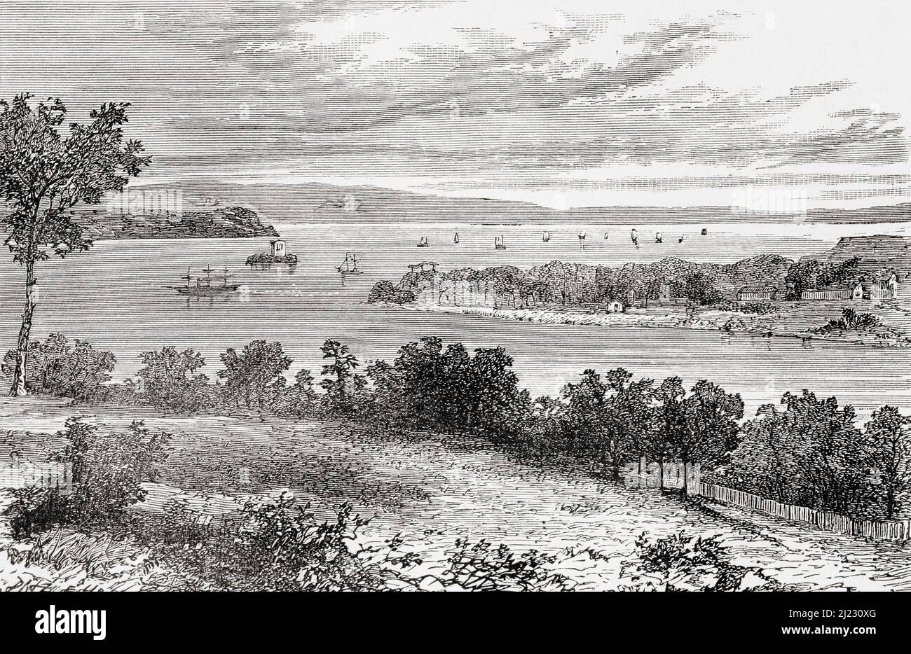 Sydney, Australien, hier im 19.. Jahrhundert gesehen. Von A Voyage Round the World in 500 Days, veröffentlicht 1879 Stockfoto