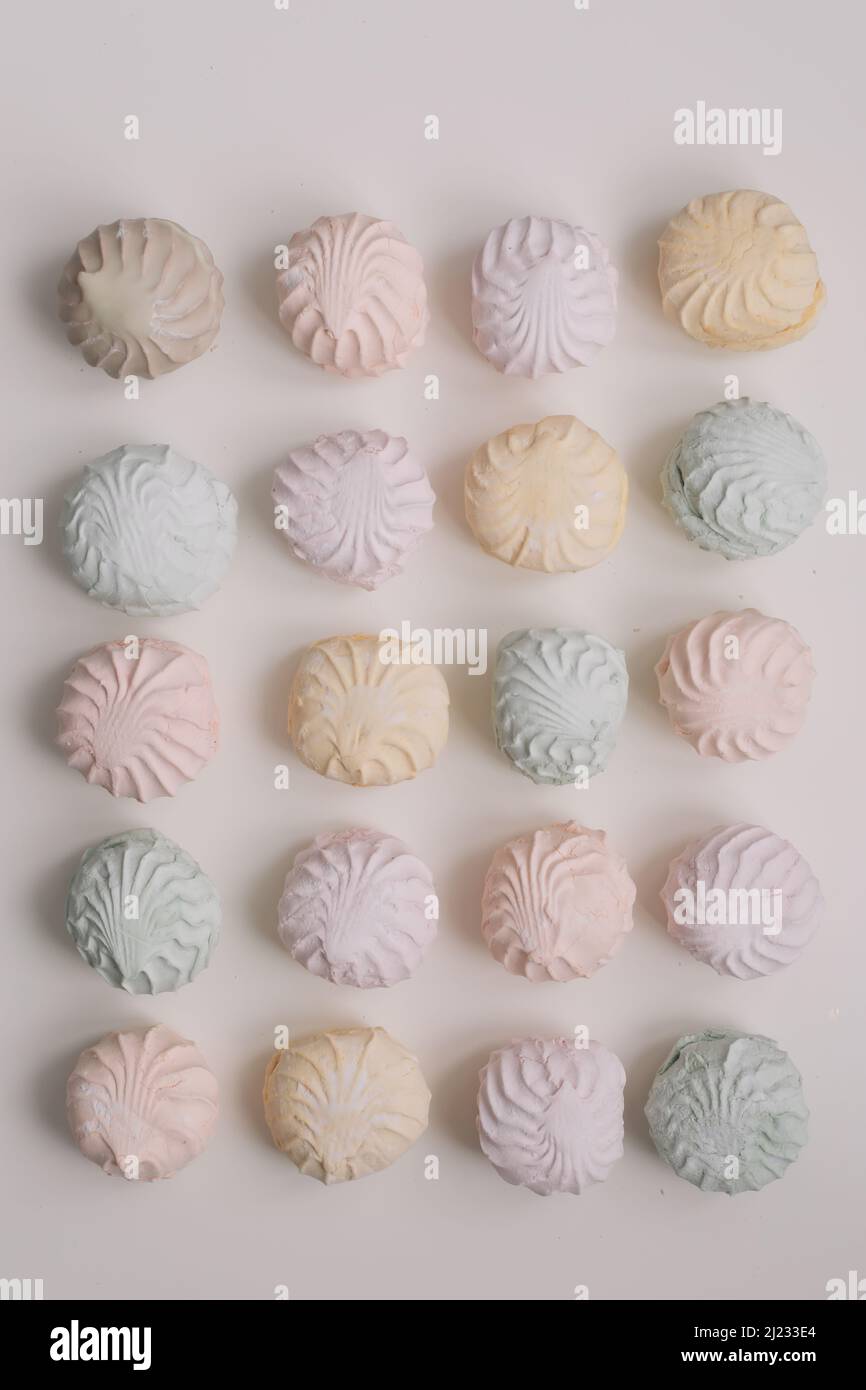 Candy pastellfarben marmelow Süßigkeiten Muster Textur Hintergrund. Stockfoto