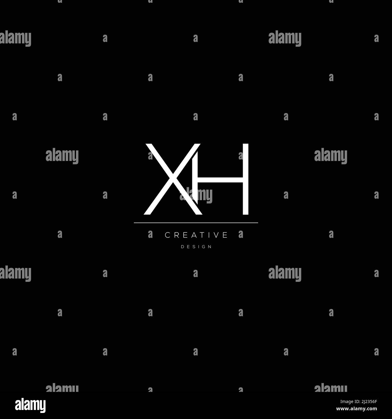 Design des Buchstabens mit dem Anfangsbuchstaben des XH-Symbols Stock Vektor