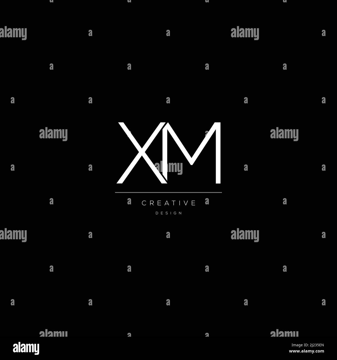 Design des Buchstabens mit dem Anfangsbuchstaben des XM-Symbols Stock Vektor