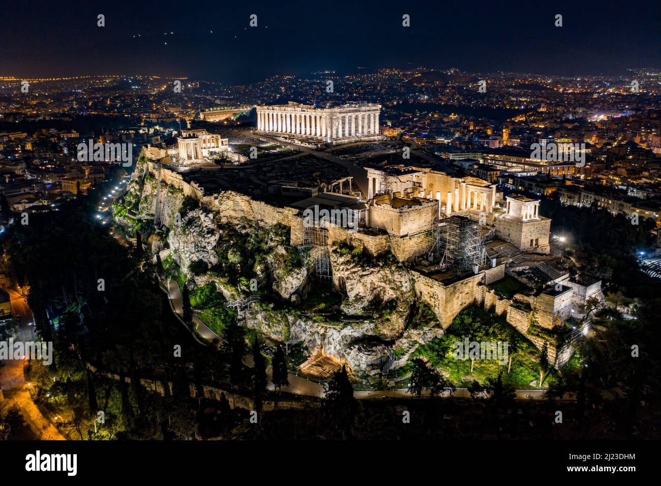 Griechenland Akropolis Athen Parthenon DJI mini 3 pro Stockfoto